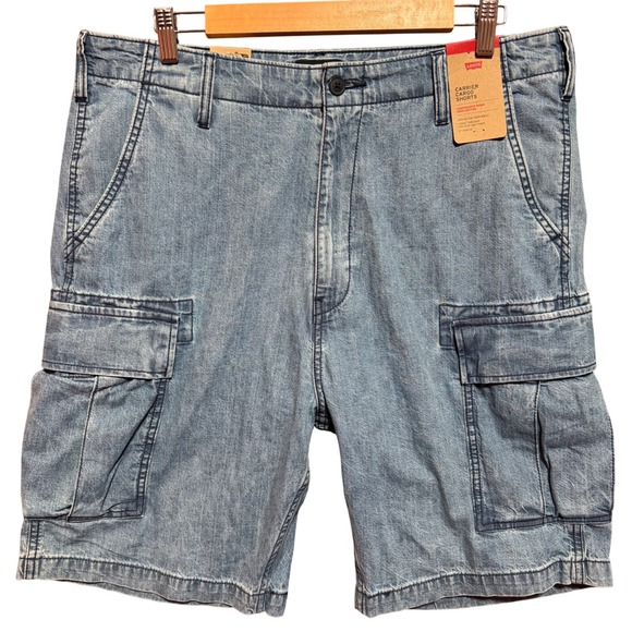 Levis Carrier Cargo Jorts Shorts Mens 36 Lightweight Denim 100% Cotton Y2K - Picture 1 of 11